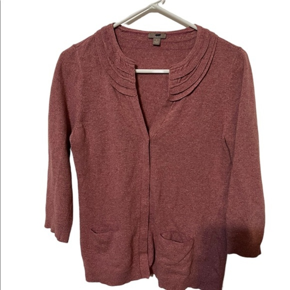 J. Jill Mauve Button Cardigan Wool and Silk Blend Size Small